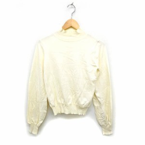 【中古】マウジー moussy ハイネック ニット セーター 長袖 無地 綿混 F クリーム /FT13 レディース