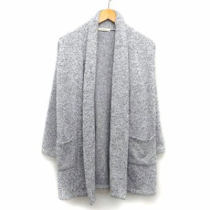 【中古】ショコラフィネローブ chocol raffine robe ニット カーディガン トッパー 裏起毛 ロング 総柄 長袖 F