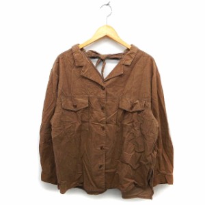 【中古】ダブルクローゼット w closet シャツ ブラウス コーデュロイ テーラード リボン ドロップショルダー 長袖 F