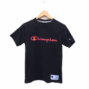 【中古】チャンピオン CHAMPION ロゴ Tシャツ クルーネック 半袖 コットン 綿 S ブラック 黒 /FT13 メンズ