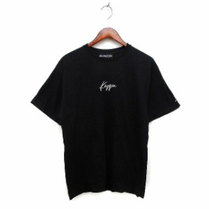 【中古】カッパ kappa ロゴ プリント Tシャツ 半袖 クルーネック コットン 綿 M ブラック 黒 /FT1 メンズ