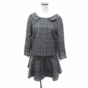 【中古】ジルスチュアート JILL STUART セットアップ スカートスーツ グレンチェック トップス フレアスカート ミニ