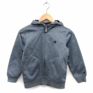 【中古】チャンピオン CHAMPION 子供服 パーカー アウター リブ ロゴ 裏起毛 ジップアップ 140 グレー /NT29 キッズ