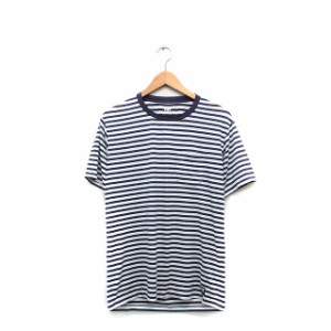 【中古】ヘリーハンセン HELLY HANSEN カットソー Tシャツ 半袖 胸ポケット ボーダー M パープル 紫 /KT26 レディース