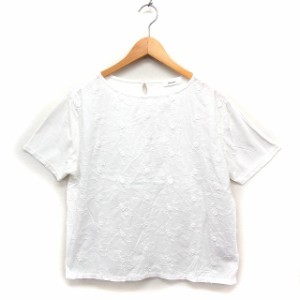 【中古】ニコアンド Niko and.. 半袖 カットソー Tシャツ ボートネック レース 綿 ホワイト 白 /FT29 レディース