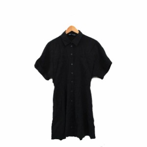 【中古】ザラ ZARA シャツ ワンピース ミニ 半袖 シンプル ブラック 黒 /KT33 レディース