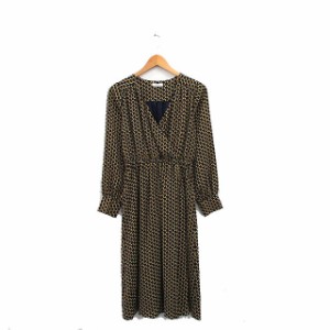 【中古】アルシーヴ archives ワンピース 長袖 ロング カシュクール 総柄 F ネイビー 紺 /KT29 レディース