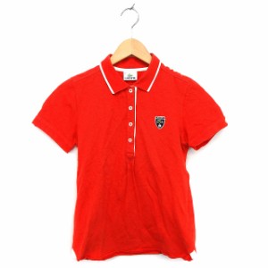 【中古】ラコステ LACOSTE 国内正規品 ポロシャツ ロゴ ステンカラー コットン 綿 半袖 42 赤 レッド /NT28 