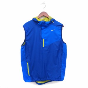 【中古】ナイキ NIKE 国内正規品 パーカー メッシュ ロゴ ノースリーブ プルオーバー M 青 ブルー /NT9 メンズ