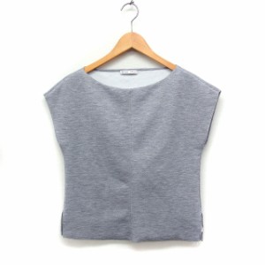 【中古】ザラ ZARA フレンチスリーブ カットソー Tシャツ ボートネック S 杢グレー /FT34 レディース