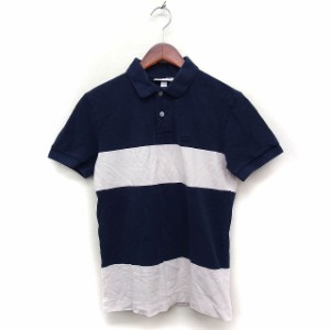 【中古】ラコステ LACOSTE 国内正規品 半袖 ポロシャツ ロゴマークワッペン 配色 鹿の子 XS ネイビー 紺 /FT40 メンズ