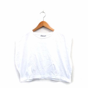 【中古】ザラ ZARA カットソー Tシャツ ノースリーブ ショート丈 コットン シンプル S ホワイト 白 /KT35 レディース