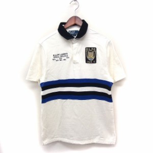 【中古】ポロ バイ ラルフローレン Polo by Ralph Lauren 国内正規品 ポロシャツ 半袖 ワッペン ロゴ刺繍 オフホワイト