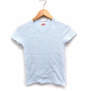 【中古】ハリウッドランチマーケット HOLLYWOOD RANCH MARKET Vネックカットソー Tシャツ 半袖 ロゴマーク刺繍 綿