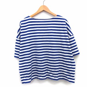 【中古】未使用品 チャコクローゼット Chaco closet タグ付き Tシャツ カットソー ボーダー 柄 七分袖 丸首 コットン