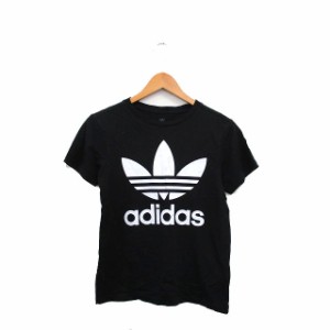 【中古】アディダス adidas 国内正規品 子供服 Tシャツ カットソー 半袖 ロゴ プリント 150 ブラック 黒 /KT35 キッズ