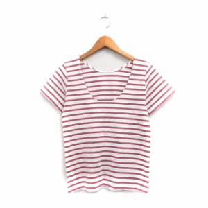 【中古】アングリッド UNGRID Tシャツ カットソー 半袖 Uネック コットン ボーダー F レッド 赤 /KT35 レディース