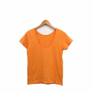 【中古】アングリッド UNGRID Tシャツ カットソー 半袖 Uネック コットン シンプル F オレンジ 橙色 /KT33 レディース