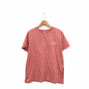 【中古】アングリッド UNGRID Tシャツ カットソー 半袖 コットン 刺繍 文字 F ピンク /KT30 レディース
