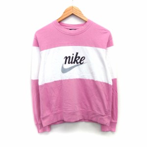 【中古】ナイキ NIKE 国内正規品 Tシャツ カットソー ロゴ プリント バイカラー 切替リブ 長袖 丸首 コットン M