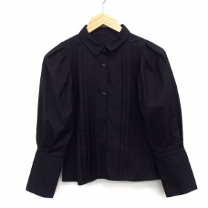 【中古】マジェスティックレゴン MAJESTIC LEGON ブラウス シャツ 無地 シンプル タック ボリューム袖 長袖 M