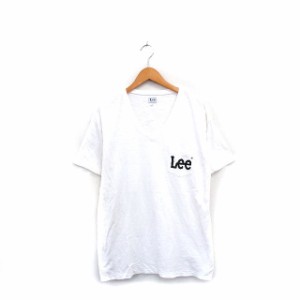 【中古】リー LEE Tシャツ カットソー 半袖 Vネック 文字 ロゴ L ホワイト 白 /KT30 メンズ