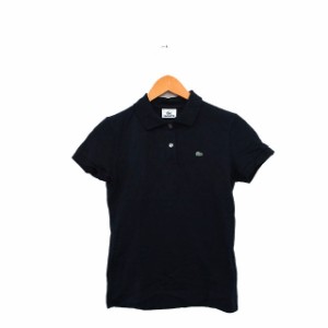 【中古】ラコステ LACOSTE 国内正規品 ポロシャツ 半袖 ワンポイント ロゴ 40 ネイビー 紺 /KT14 レディース