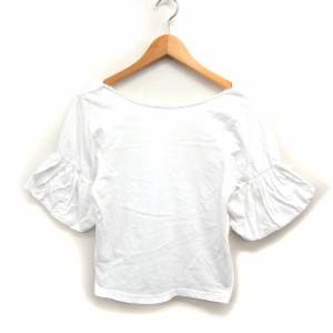 【中古】マウジー MOUSSY バルーンスリーブ カットソー Tシャツ ボートネック 無地 コットン 綿 F ホワイト 白 /FT13