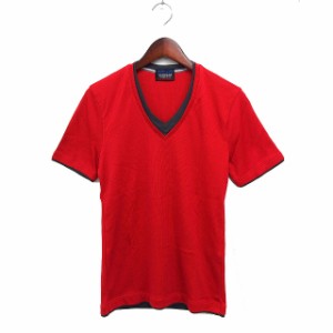 【中古】ニコルクラブフォーメン NICOLE CLUB FOR MEN フェイクレイヤード Tシャツ カットソー 半袖 Vネック コットン