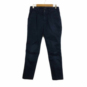 【中古】ジョンブル JOHNBULL パンツ スキニー ロング タック 無地 S 紺 ネイビー レディース