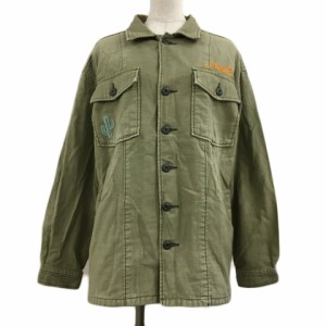 【中古】スライ SLY ジャケット ミリタリー カバーオール スタンダード 刺繍 長袖 FREE 緑 グリーン レディース