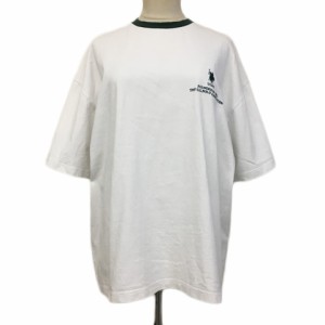 【中古】ユーエスポロアッスン Tシャツ カットソー プルオーバー クルーネック オーバーサイズ 五分袖 F 白 緑