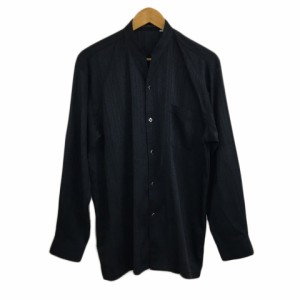 【中古】マクベル MCBELL シャツ カジュアル スキッパー 光沢 総柄 長袖 L 黒 ブラック メンズ