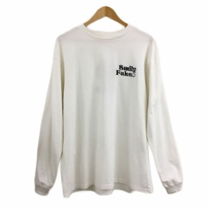 【中古】ジャーナルスタンダード THE YOUTHLESS Tシャツ カットソー プルオーバー ロゴ スマイリー 長袖 M 白 黒