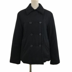 【中古】コムサイズム コート ピーコート Pコート ジャケット 中綿 ショート ダブル 無地 長袖 F 黒 ブラック
