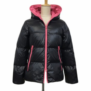 【中古】ビームスハート ジャケット コート ダウン ショート ダブルジップ フード ワッペン 長袖 1 黒 ピンク