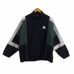 【中古】フリークスストア ×Kappa ジャケット ブルゾン スタンドカラー ジップアップ 刺繍 ロゴ 長袖 S 黒 緑