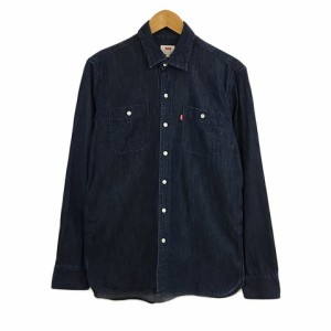 【中古】リーバイス Levi's シャツ ウエスタン カジュアル スタンダード デニム 無地 長袖 M 紺 ネイビー メンズ