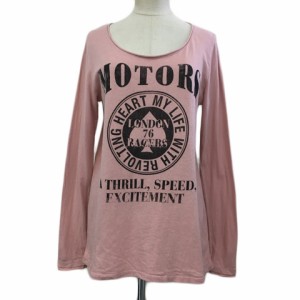 【中古】ウィッティーアンドピッティー Tシャツ カットソー プルオーバー プリント ロゴ 長袖 M ピンク 黒