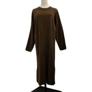 【中古】ローリーズファーム ワンピース ニット Iライン ロング スリット 無地 長袖 F 茶 ブラウン レディース