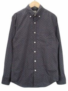 【中古】ジェイクルー J.CREW シャツ ボタンダウン 総柄 長袖 XS グレー メンズ