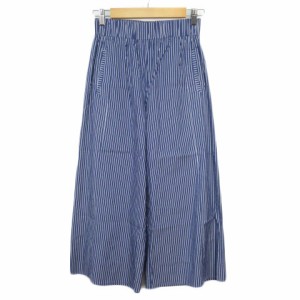 【中古】ザラウーマン ZARA WOMAN パンツ ワイド ガウチョ ストライプ ストレッチ XS 青 ブルー 白 レディース