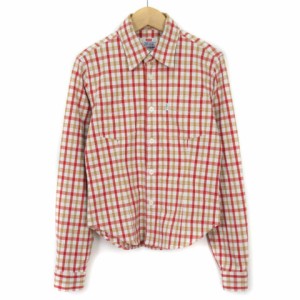 【中古】リーバイス Levi's シャツ チェック ストレッチ 長袖 M 赤 レッド レディース