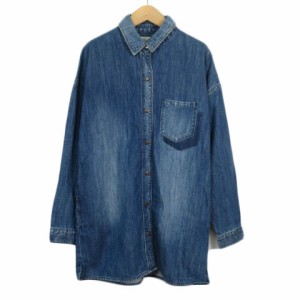 【中古】マウジー moussy シャツ ジャケット デニム チュニック 1 青 ブルー レディース