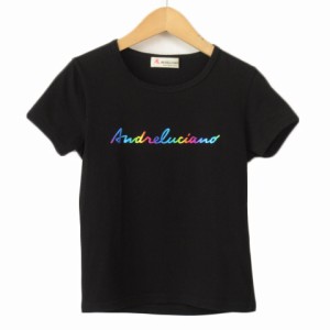 【中古】アンドレルチアーノ ANDRELUCIANO カットソー Tシャツ ロゴ エンボス 半袖 黒 ブラック レディース