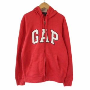 【中古】ギャップ GAP パーカー ジップアップ スウェット 裏起毛 S 赤 レッド メンズ