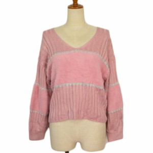 【中古】リエンダ rienda シャギーリブコンビKnit TOP フリー ピンク レディース