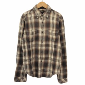 【中古】コムサメン COMME CA MEN シャツ ボタンダウン チェック L 茶 ブラウン メンズ