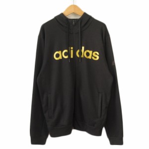 【中古】アディダス adidas ESSENTIALS ビッグリニアロゴ スウェットフルジップパーカー M 国内正規 黒 メンズ