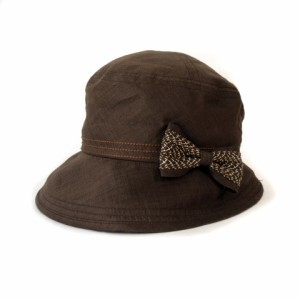 【中古】ボルサリーノ Borsalino 帽子 ハットリボン コットン 茶 ブラウン レディース